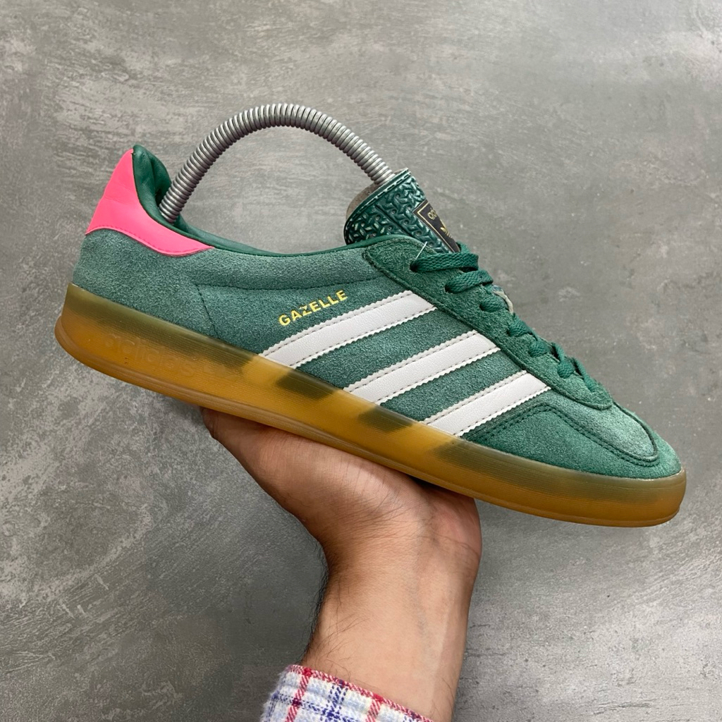 [Size 42] Rare Adidas Gazelle Indoor ‘Collegiate Green Pink’ (IG5929) Second Original Kondisi Mulus 