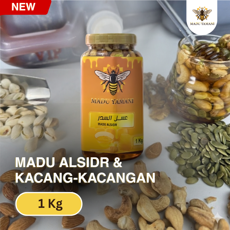 Madu Yamani Alsidr Dengan Mix 5 Jenis Kacang-Kacangan