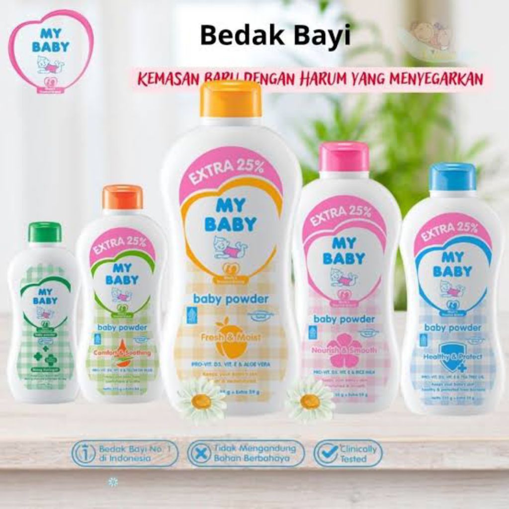 Bedak Bayi My Baby 50gr - Lembut, Aroma Wangi, Mudah Meresap