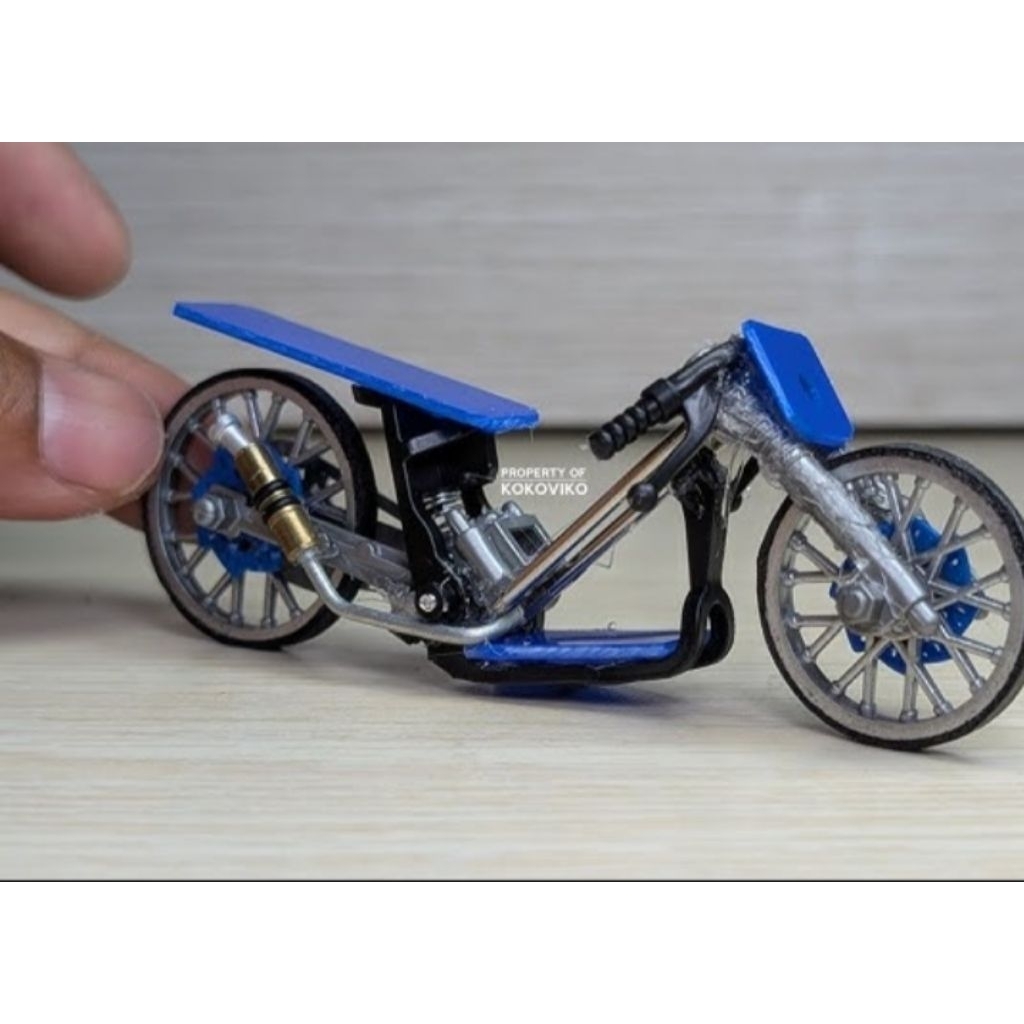 mainan miniatur motor drag matic lampu lampu hidup