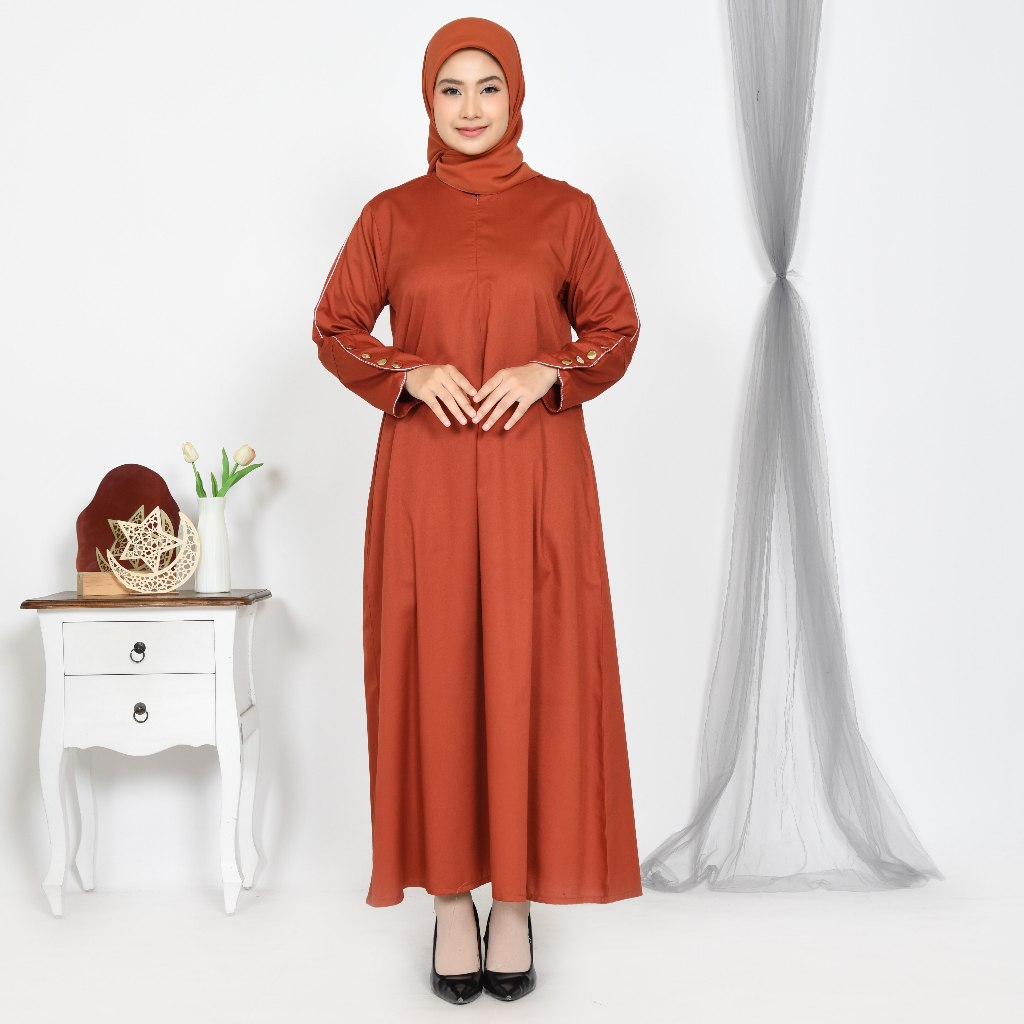 Sarimbit Keluarga/Baju Couple Keluarga Gamis Abaya warna Teracota