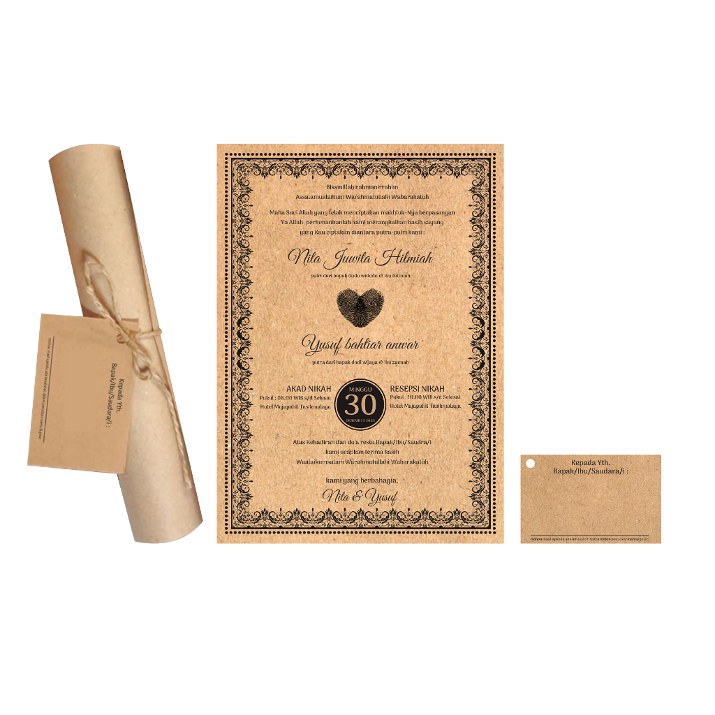 undangan pernikahan aesthetic gulung - undangan nikah unik roll invitation - undangan buket simpel