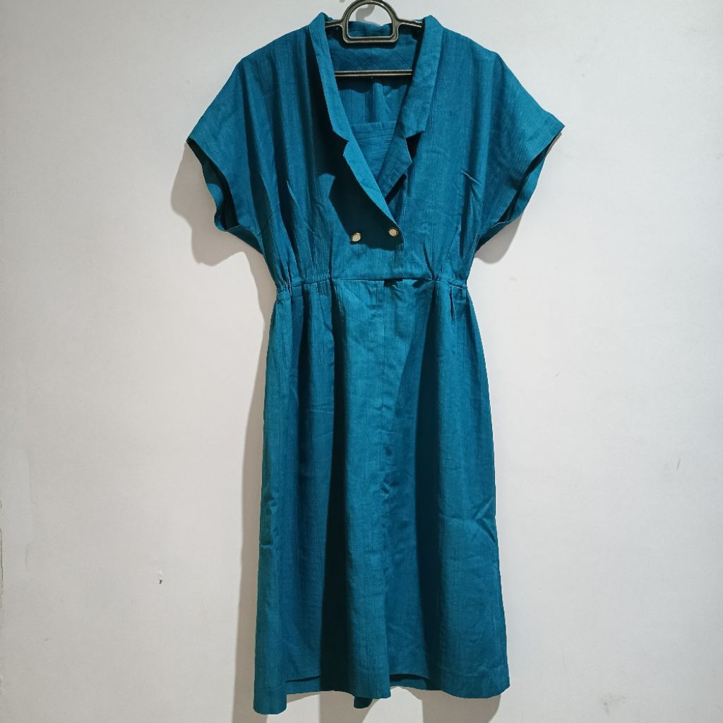 Dress Lengan Pendek Wanita Formal - Hijau Tosca