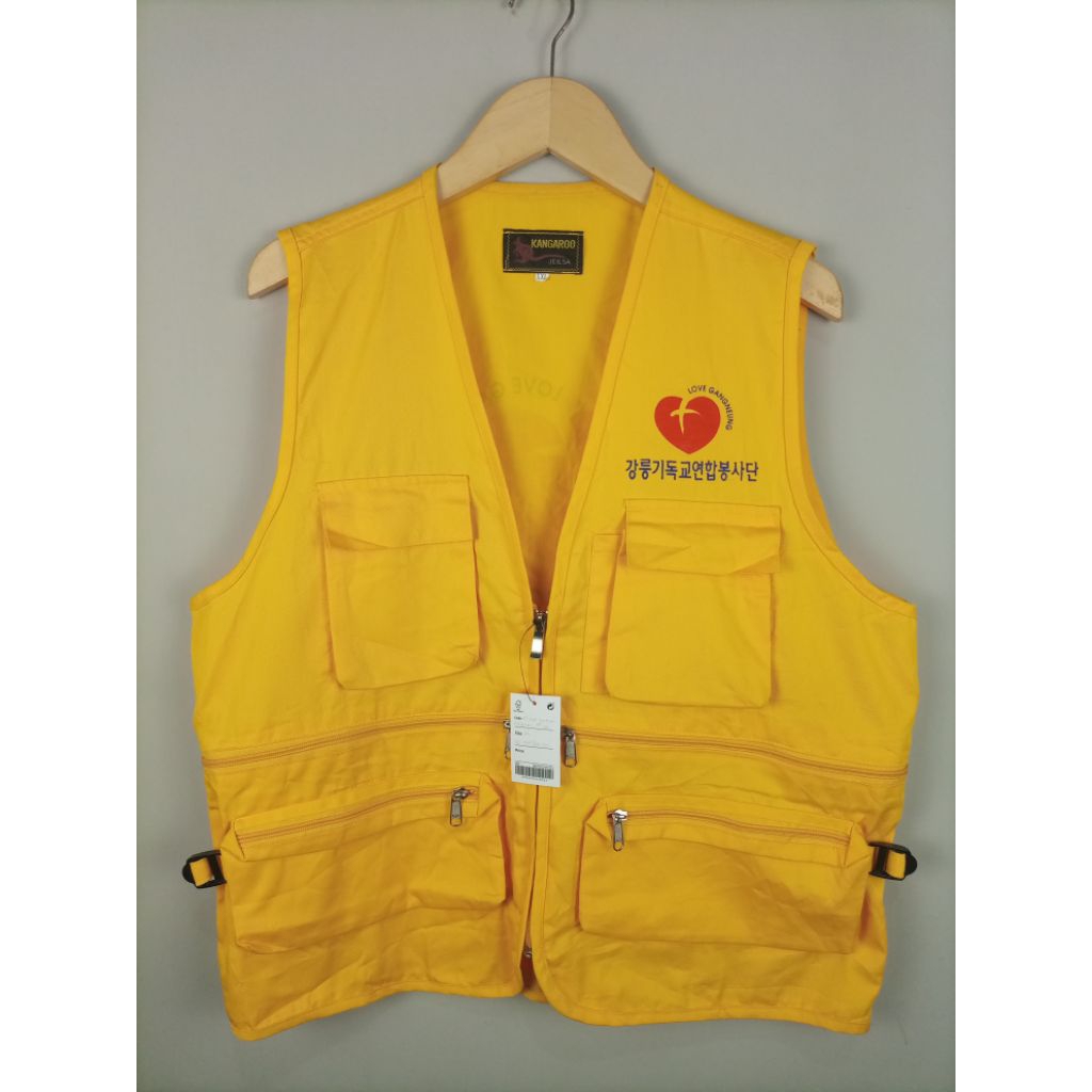 Vest Kangaroo Kanvas Tactical Banyak Saku_Mustard_Like new/New_Size Masuk XL