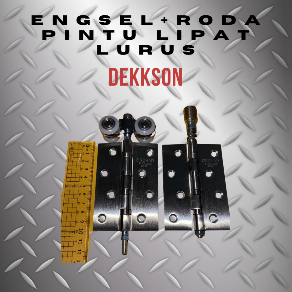 DEKSON Roda + Engsel Atas Bawah Pintu Lipat Model Lurus
