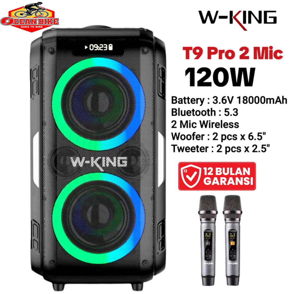 WKING Speaker Bluetooth Super Bass Mic Wireless T9 Pro 2 Microphone Karaoke