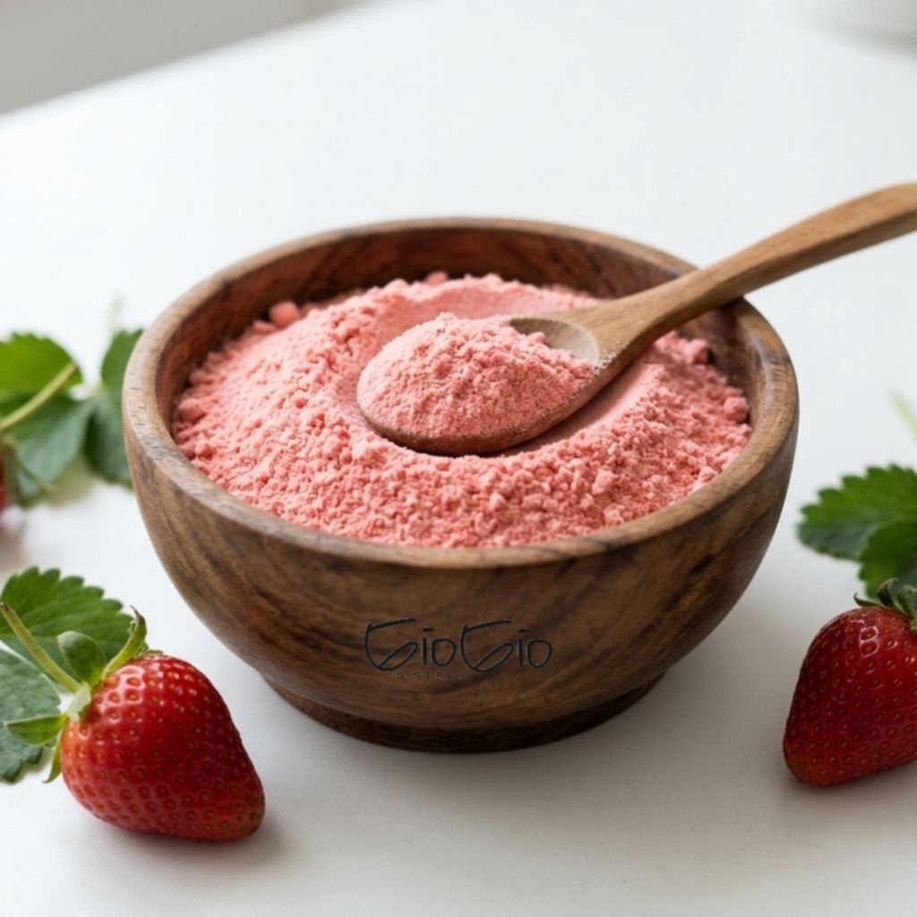 STRAWBERRY POWDER bubuk merah muda stroberi serbuk pewarna pink makanan vitamin ikan masker bubuk