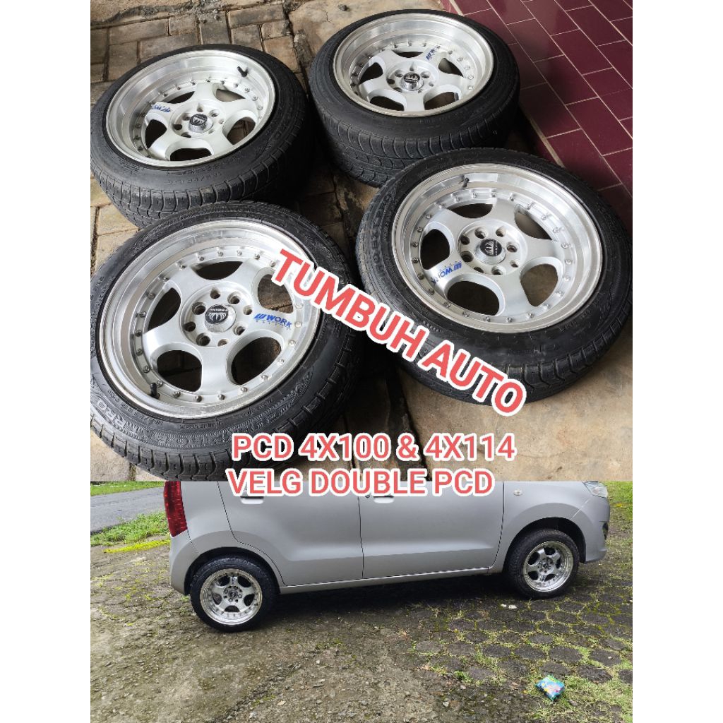 VELG dan BAN  RING 15 R15 W WORK WHEELS WORK MEISTER DOUBLE PCD 4X100 & 4X114