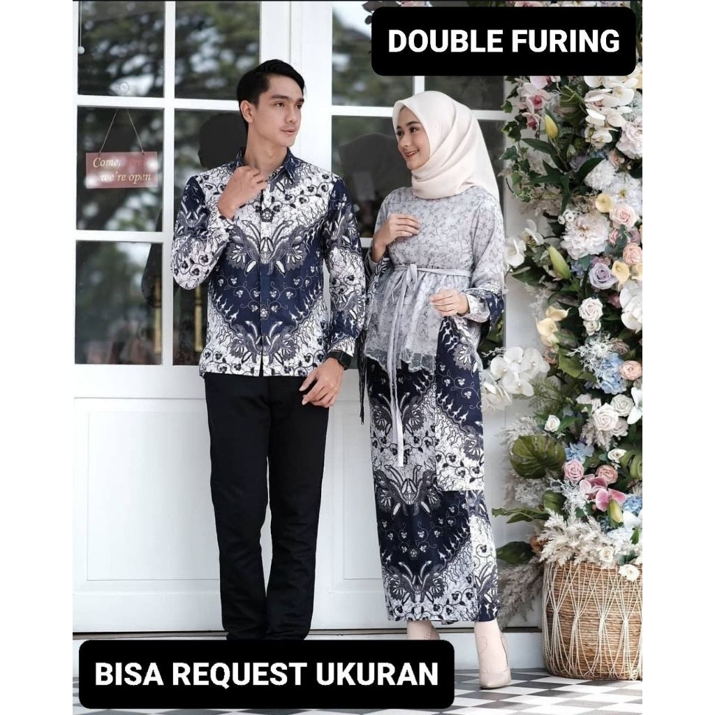 KEMEJA & ROK DOUBLE FURING PREMIUM / BAJU SERAGAM BATIK COUPLE PASANGAN SARIMBIT KELUARGA CUSTOM ANA
