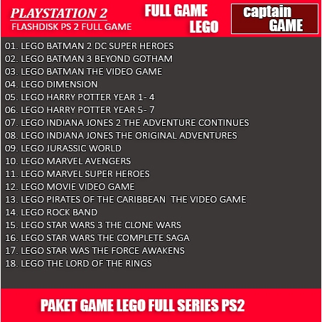 FLASHDISK BERISI GAME LEGO UNTUK CONSOLE PS 2 DAN LAPTOP / ANDROID