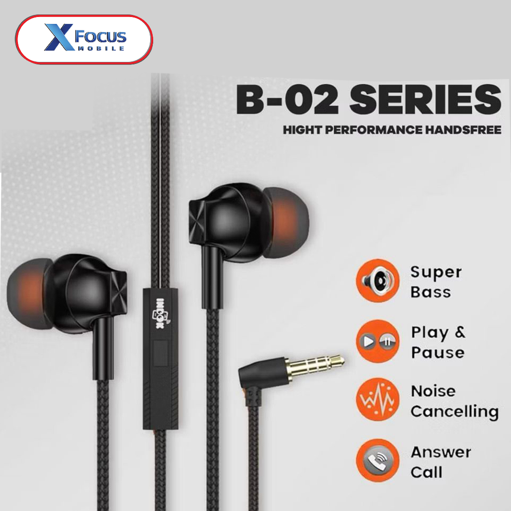 HEADSET INDOK B-02 SUPER BASS EARPHONE WITH MICROPHONE / KUALITAS BAIK