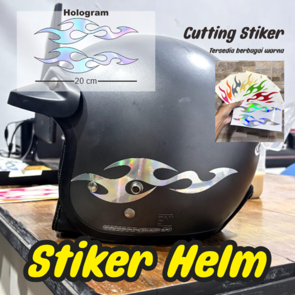 Stiker motor dan helm gambar flame api aesthetic