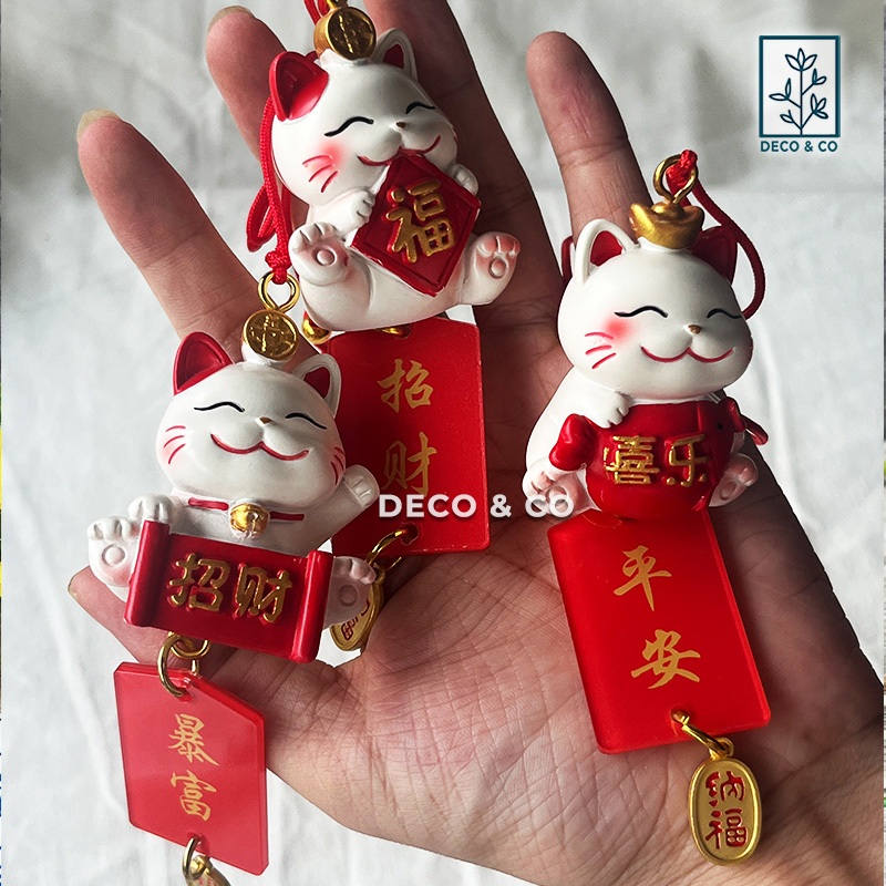 Gantungan Cina Spion Mobil Kucing Rezeki Jepang Maneki Neko Kucing Pengundang Rezeki Gantungan kucin