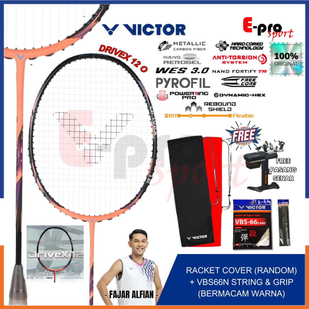 Raket Badminton Victor Victor DriveX 12 O / DX-12 O / Drive X 12 / DX 12 Bulutangkis Fajar Alfian Or