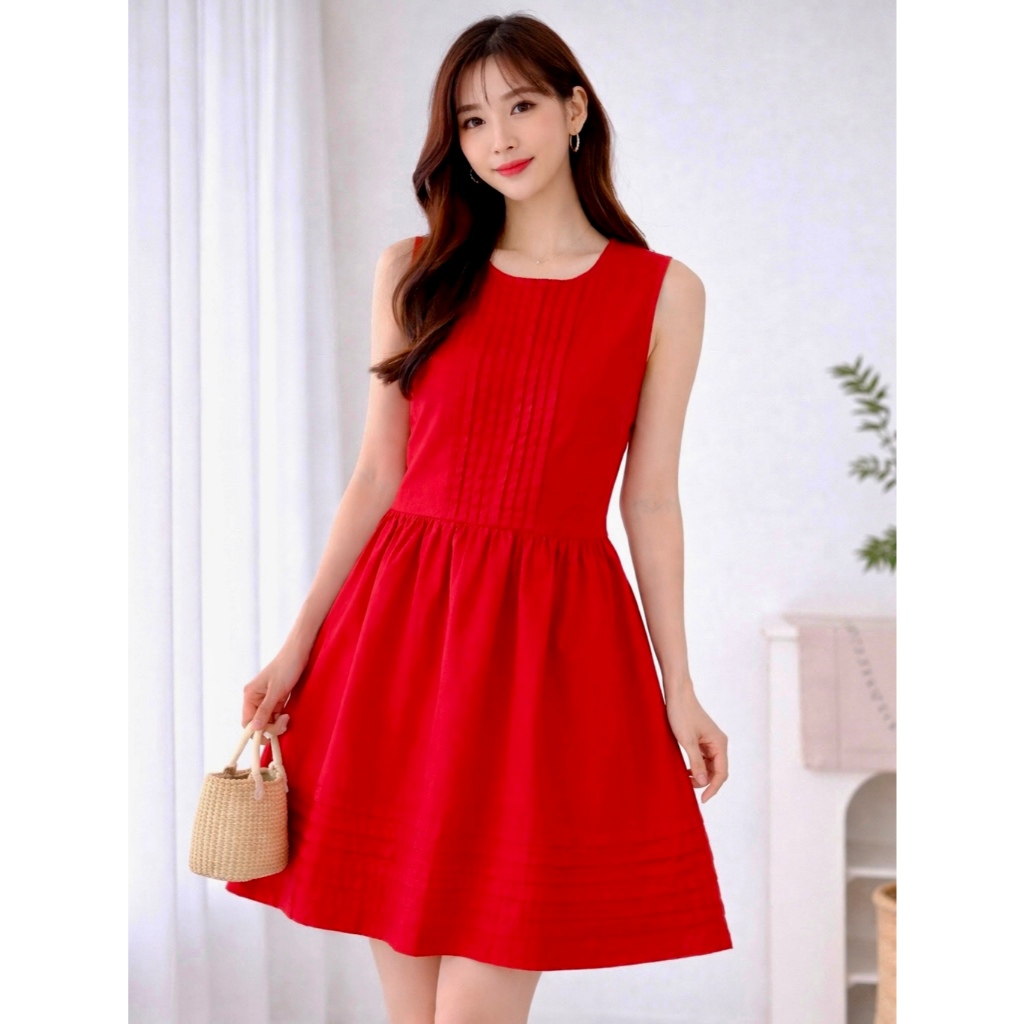 Picassho Collection — Luna Pleated Dress  | Dress Wanita | Mini Dress | Dress | Gaun Casual