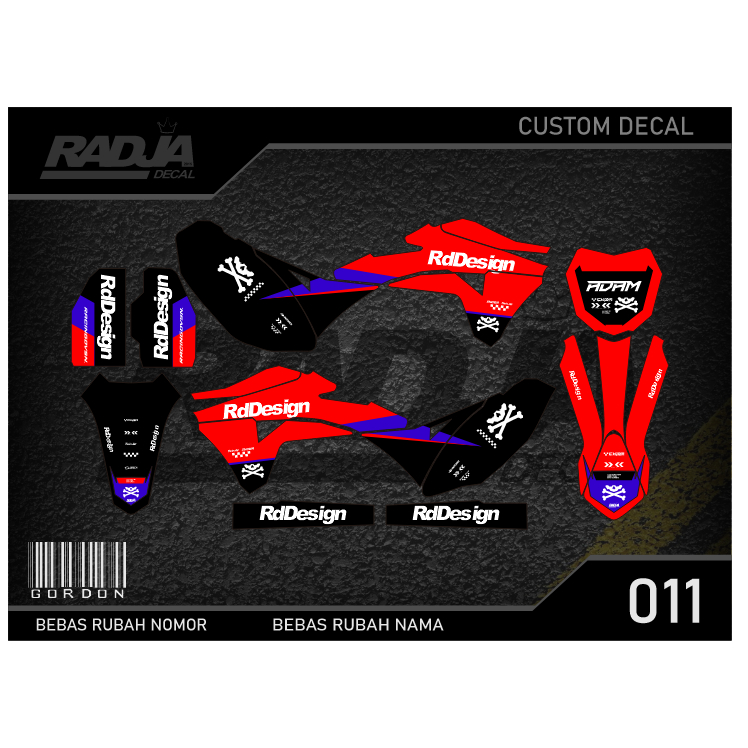 DECAL STICKER GORDON (011) DEKAL STIKER FULLBODY KAWASAKI LX KLX MERAH KUNING HIJAU BIRU GOLD EMAS O