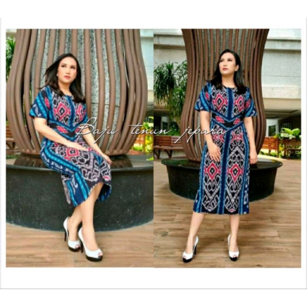 Dres Tenun Gaun Tenun Wanita Model Terbaru