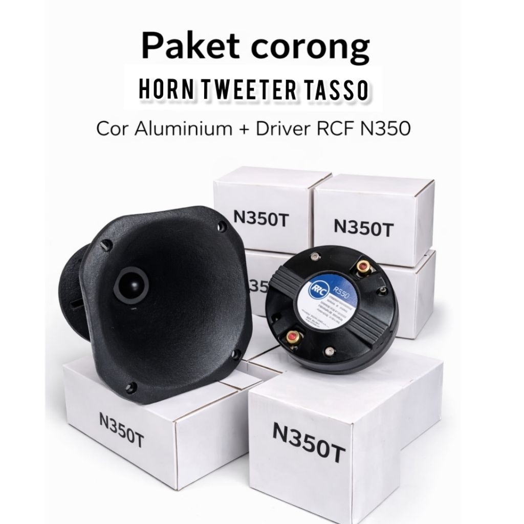 Paket Horn Tweteer Tasso+Driver RCF, ACR 15x15cm 10/12 Inch Drat+Baut //Horn+Driver tweeter