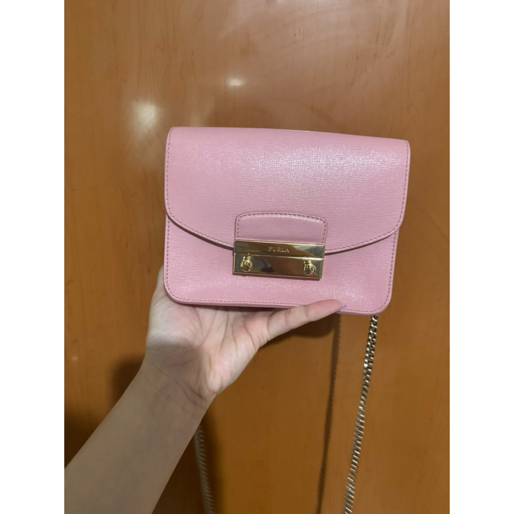 Furla mini metropolis pink preloved ORI