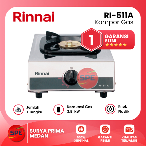 KOMPOR GAS 1 TUNGKU RINNAI RI-511A / RI511A GARANSI RESMI (MEDAN)