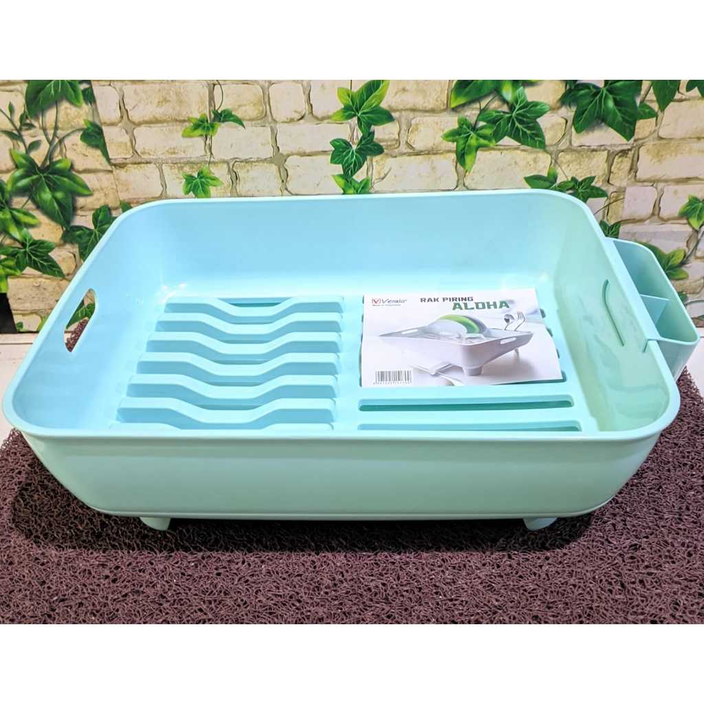 Rak Piring Plastik + Alas Nampan ALOHA VENXIA (40X30X13CM) / Rak Piring Kecil 1 Tingkat / Tempat Pen