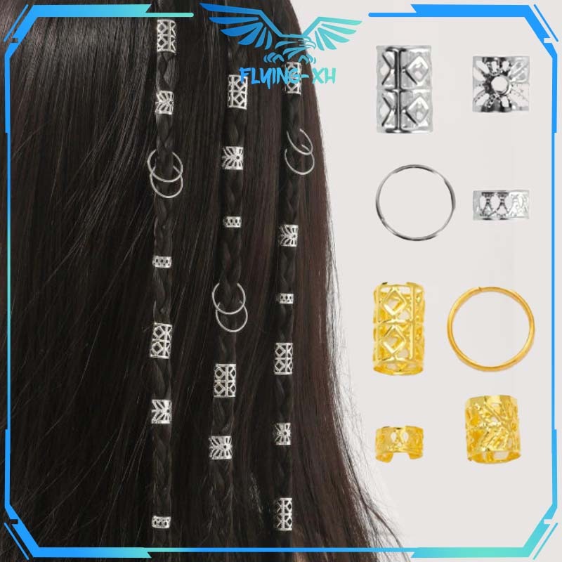 Cincin Jepit Rambut 80Pcs Cincin Rambut Klip Desain Retro Bohemian T Ring Hijab Jepit Braid Ring Hij