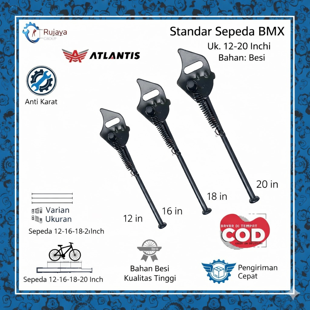 Standar jagang Sepeda BMX 12 16 18 20 INCH / Jagang Sepeda BMX Besi Varian Ukuran