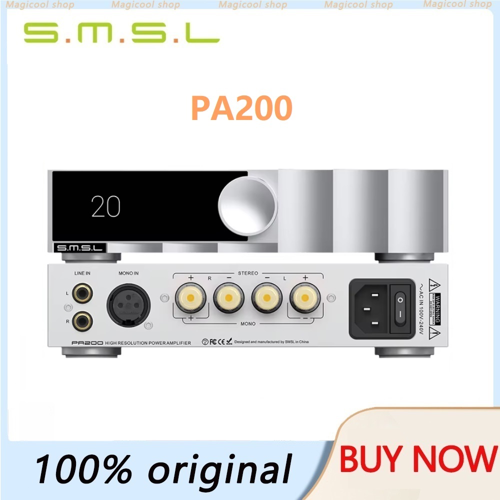 SMSL PA200 Desktop HIFI Gallium Nitride Power Amplifier 160WX2 output power Speaker Power Amplifier