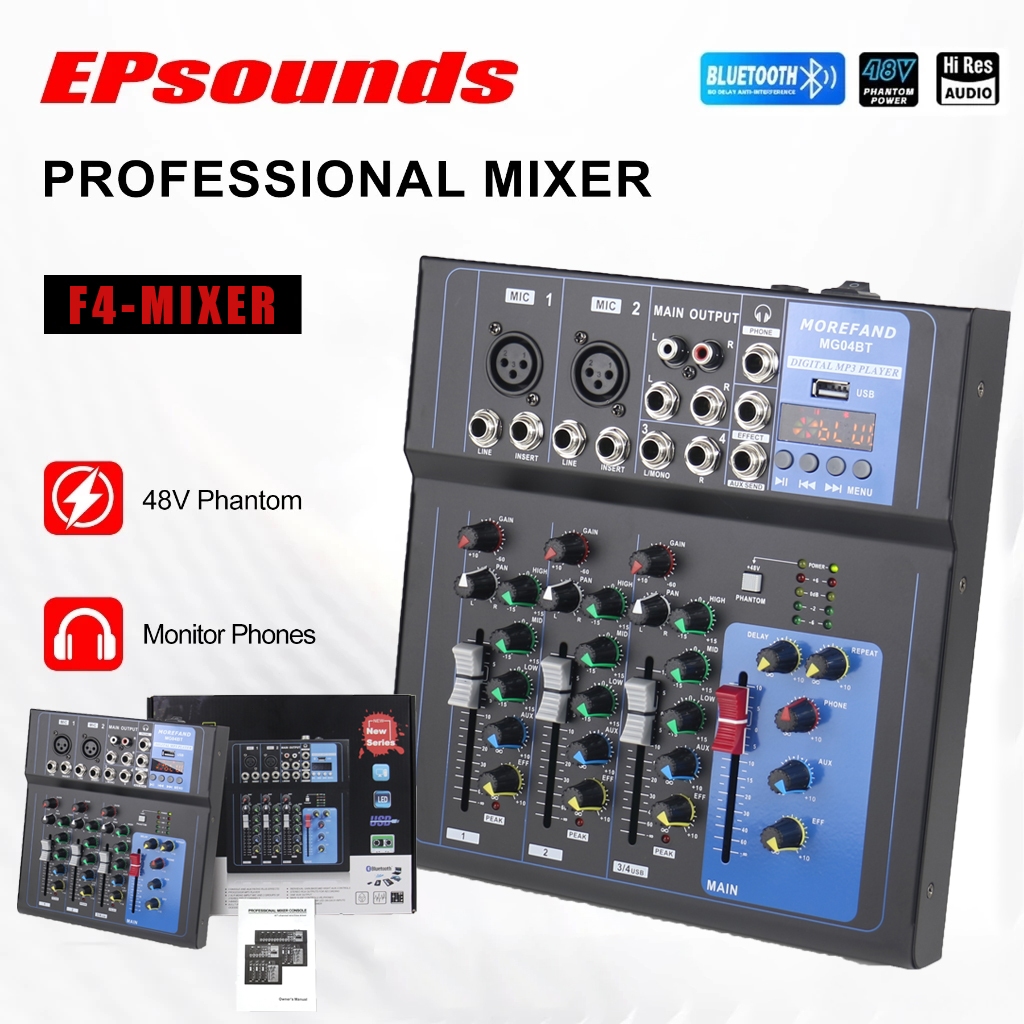 COD Ready Stock F4/F7 Saluran Mixer Audio Profesional Dapat dihubungkan ke catu daya mobil 12v 99 DS