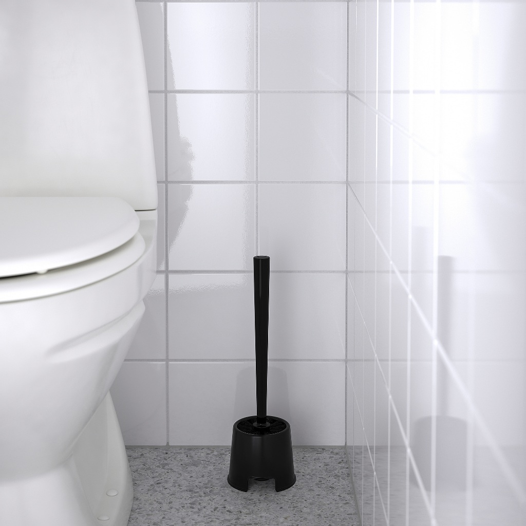 Sikat WC/ Kloset IKEA BOLMEN Tempat dan Sikat Toilet Warna Hitam