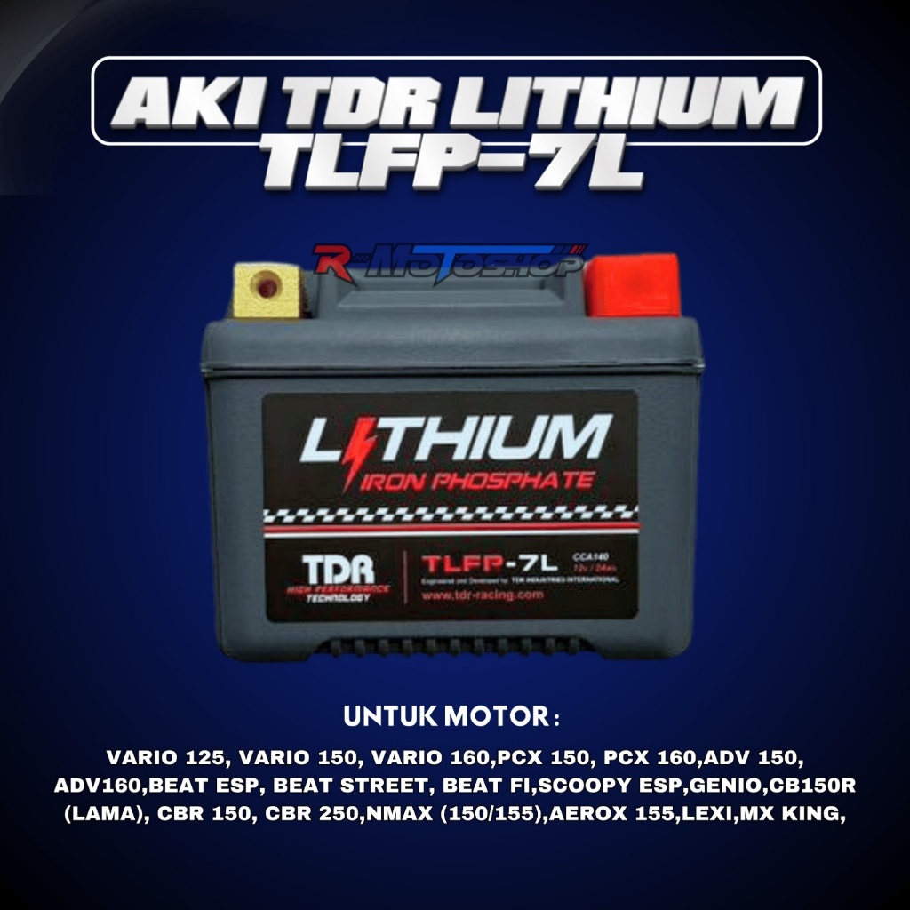RMotoshop | AKI TDR LITHIUM, UNTUK MOTOR Vario 125/150/160, PCX 150/160, ADV 150/160, Beat ESP, Scoo