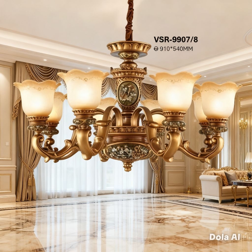 Lampu Gantung Hias Klasik Modern Ruang Tamu Kamar Tidur 8 Lampu Mewah
