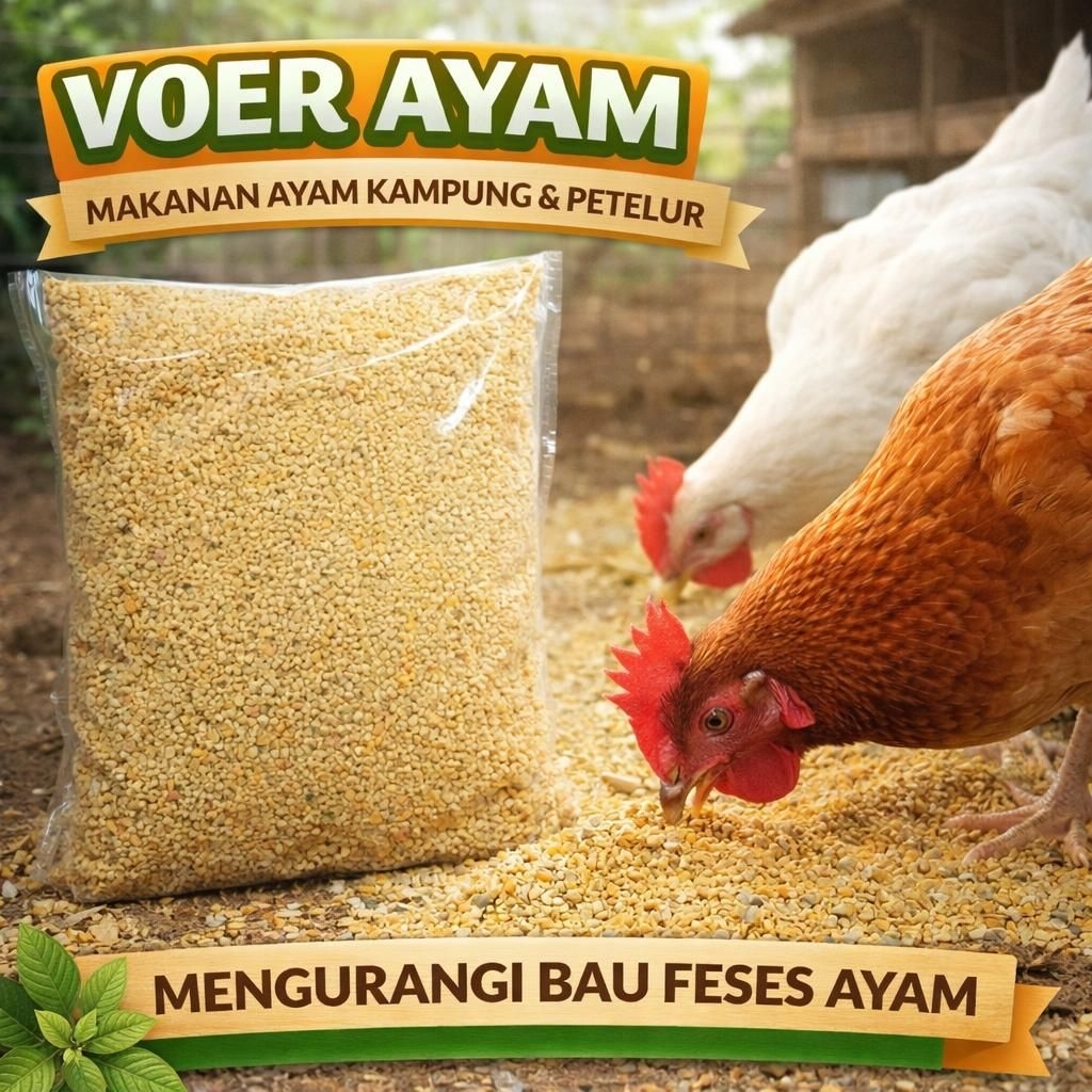 VOER AYAM 1 KG - Voer Ayam Pur Ayam Makanan Ayam Pakan Ayam Buras PENGGEMUK AYAM Pedaging Petelur Hi