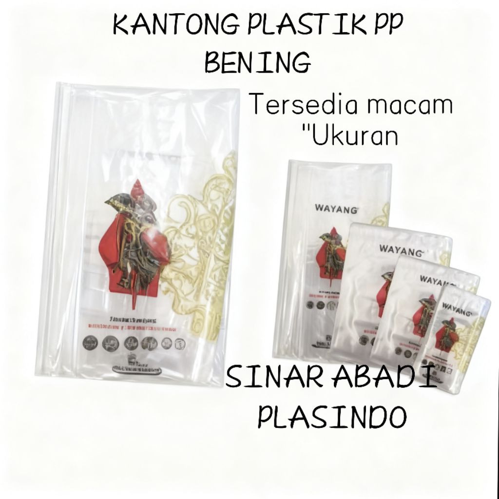 Kantong Plastik PP Bening Wayang Uk 15X30/15X25/15X30, Kantong Plastik Wayang, Plastik PP bening