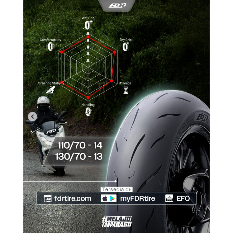 Ban Depan PCX 160 ADV 160 Aerox 155 110/70-14 Blaze Mp Road Soft Compound Ban tubeless 110/70-14 FDR
