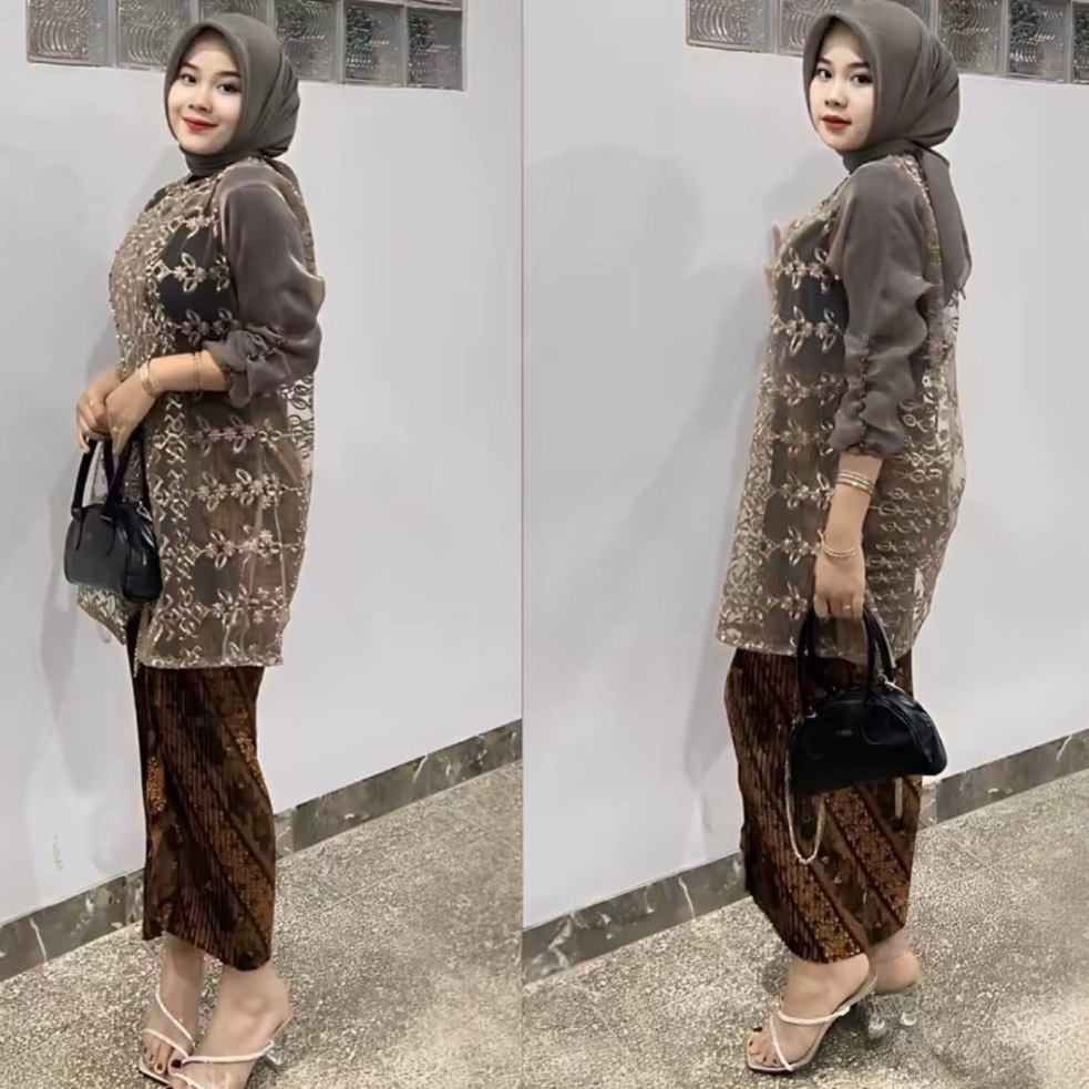 Kayra Tunik Brokat Mix Organza Satin/ Tunik Kondangan/ Tunik Wisuda