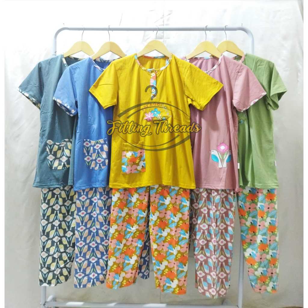 Setelan Baju Tidur Lengan Tangan Pendek Celana Panjang CP Standar Dewasa Wanita / Stelan Baju Tidur 