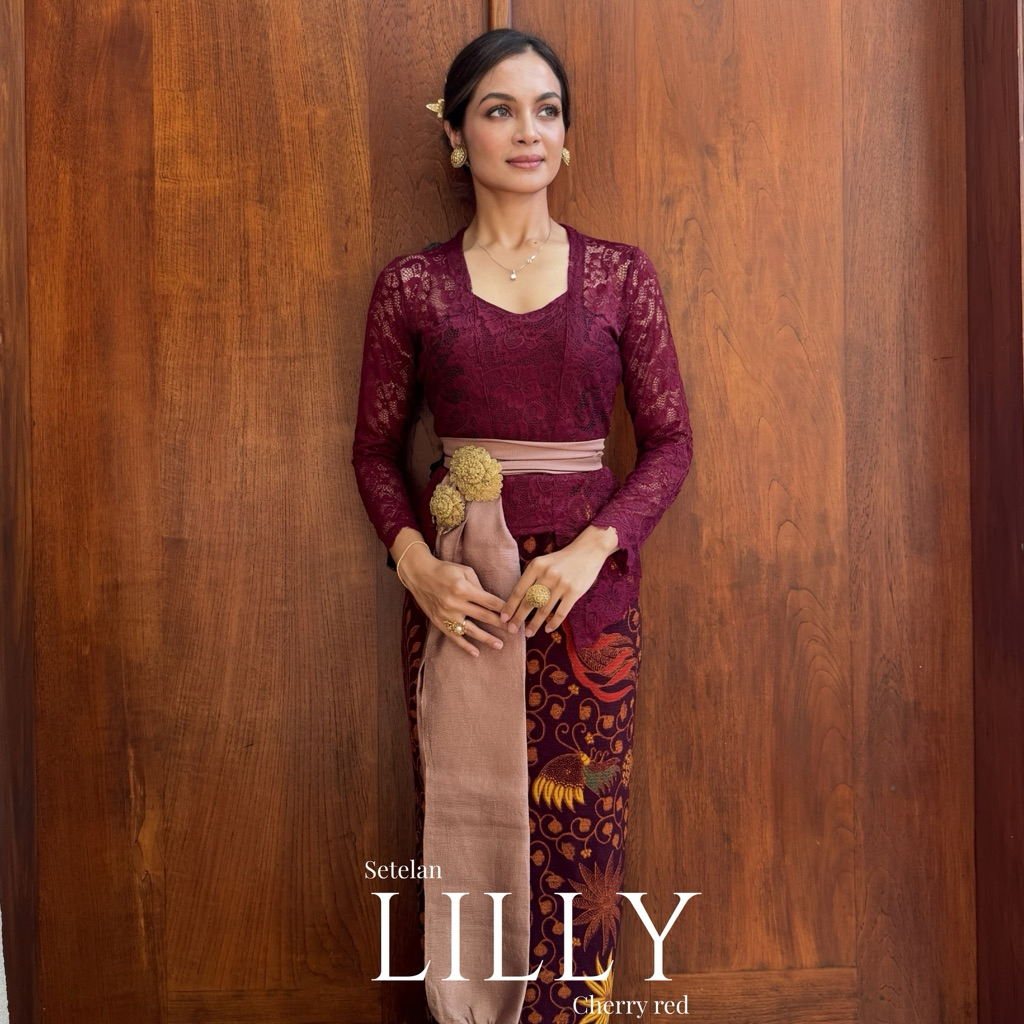 SETELAN KEBAYA BALI BROKAT LILLY LENGAN PANJANG | KEBAYA WISUDA | KEBAYA BALI | KEBAYA BROKAT STRETC