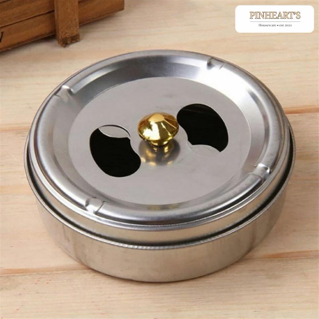 ASBAK TUTUP PUTAR STAINLESS STEEL PORTABLE ROTATION ENCLOSED / ASBAK STAINLESS TEBAL PUTAR PORTABLE