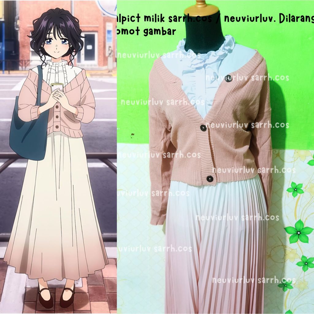 (free hair bow) Waguri Daily Cosplay | Waguri Kaoruko Date Outfit