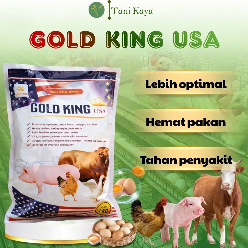 Gold King USA 1KG – Penggemuk Ternak Organik Cepat Gemuk | Pakan Babi, Kambing, Sapi Super Efektif T