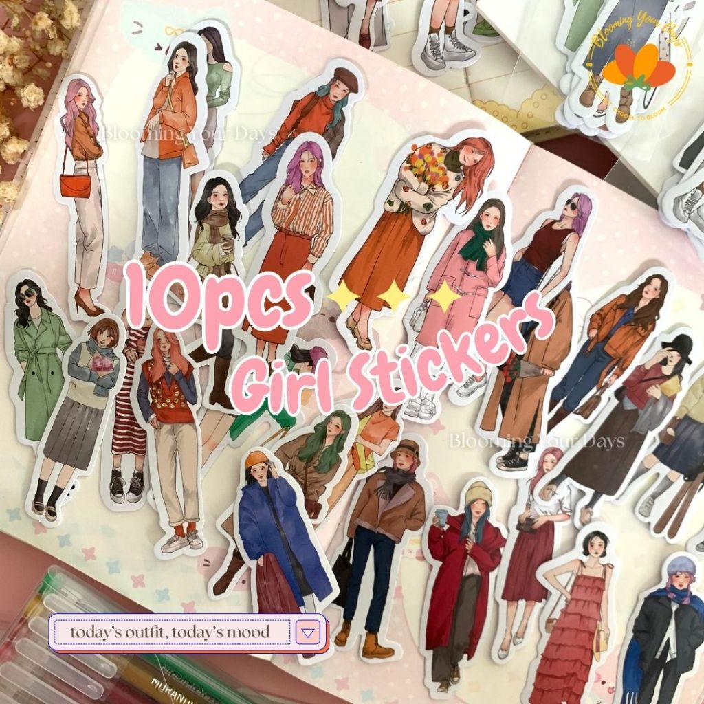 Girl stiker ootd Korean girl sticker stiker jurnal sticker deco sticker vintage  sticker cewek stick