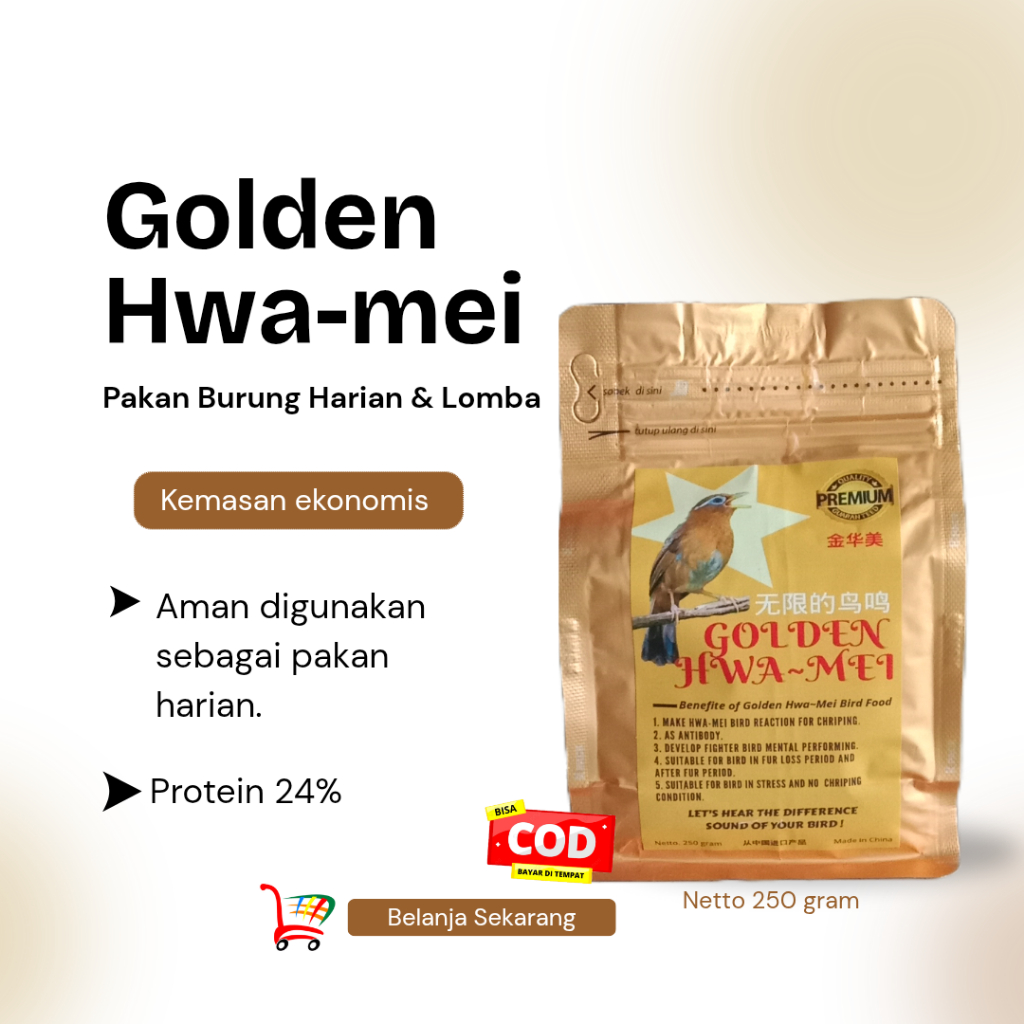 Pakan burung wambi murai anis merah anis kembang kacer cendet Golden Hwamei 250 gram