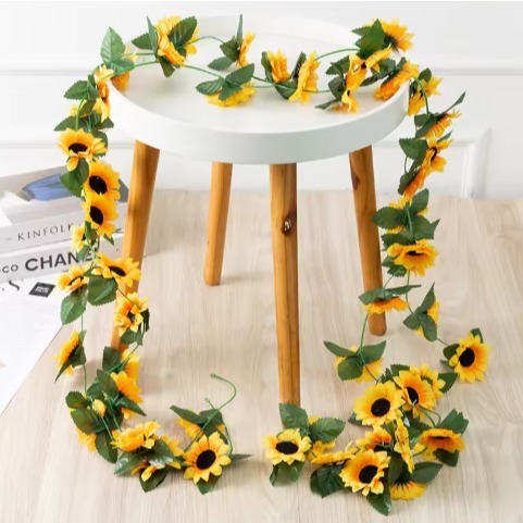 Bunga Rambat Matahari Plastik - Daun Rambat Matahari, Panjang 180cm, Bunga Plastik Artifisial