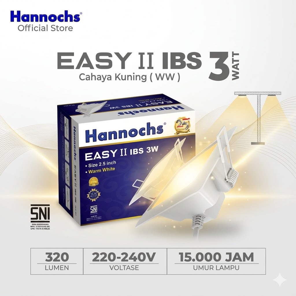 Lampu LED Downlight Hannochs Eazy II 3W Bulat (IBR) | Lampu Downlight Hannochs 3 Watt | Lampu LED Do