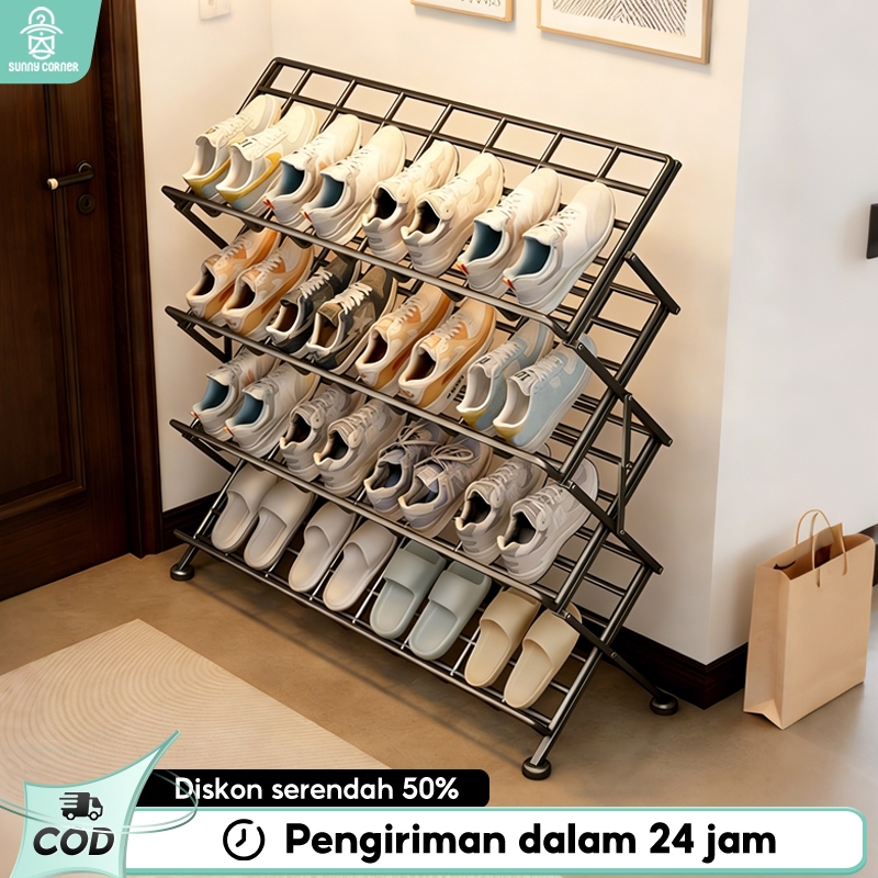 Rak Sepatu Lipat Rak Sepatu Lipat Serbaguna Penyimpanan Vertikal Portable Rak Sepatu Susun