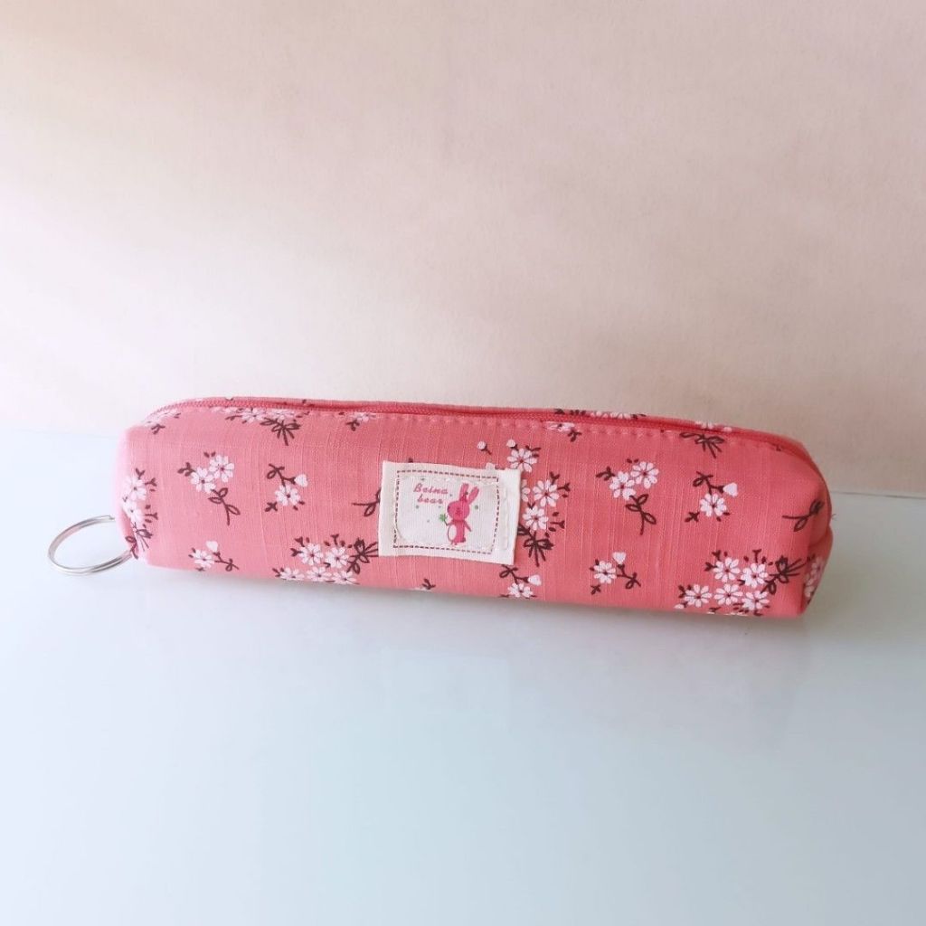[New] Kotak Pensil Case Kain Bunga Pink