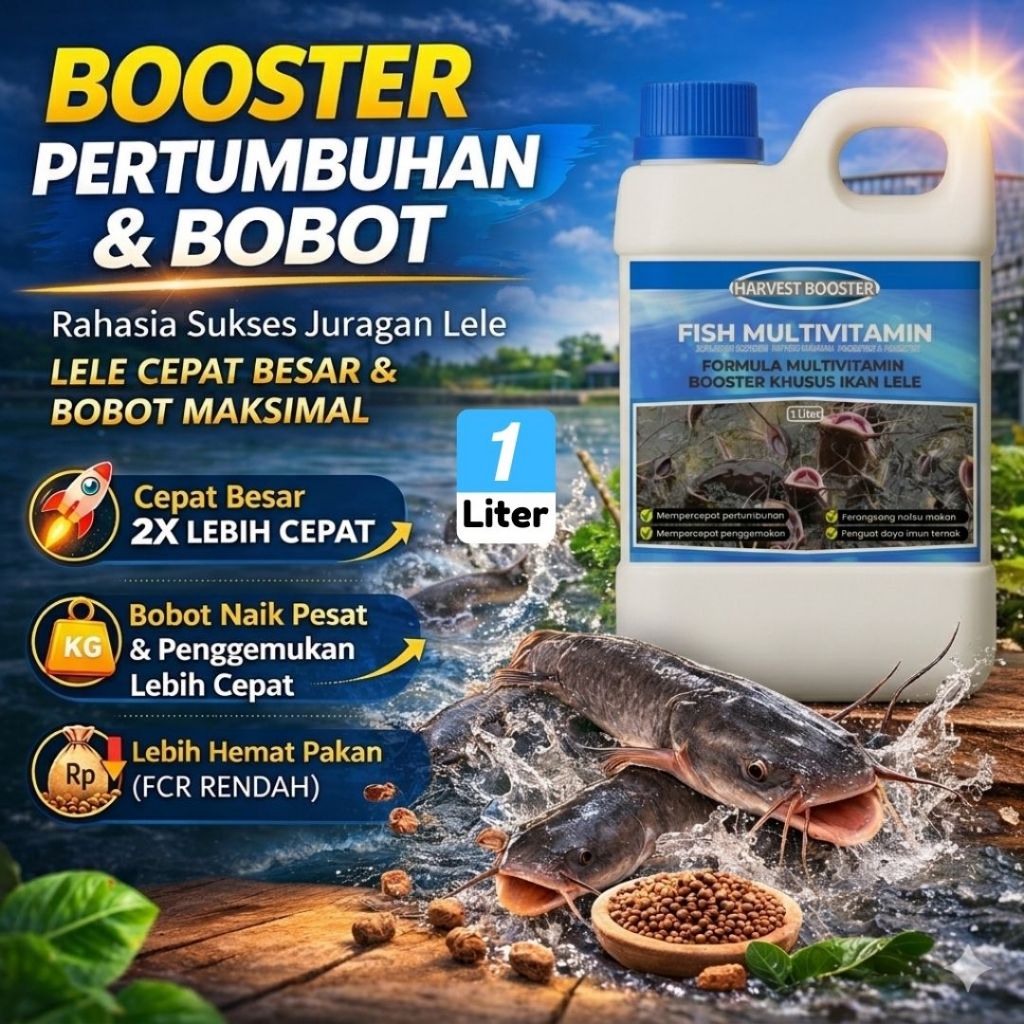 BOOSTER Vitamin Ikan lele agar cepat besar , Vitamin probiotik ikan lele, Vitamin ikan lele memperce