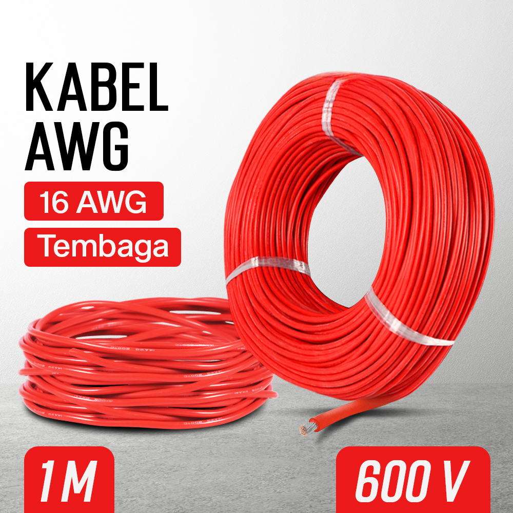 Kabel AWG Silicone Cable Tembaga Serabut Tahan Panas  4 5 7 9 10 11 12 14 16 PANJANG 1 METER