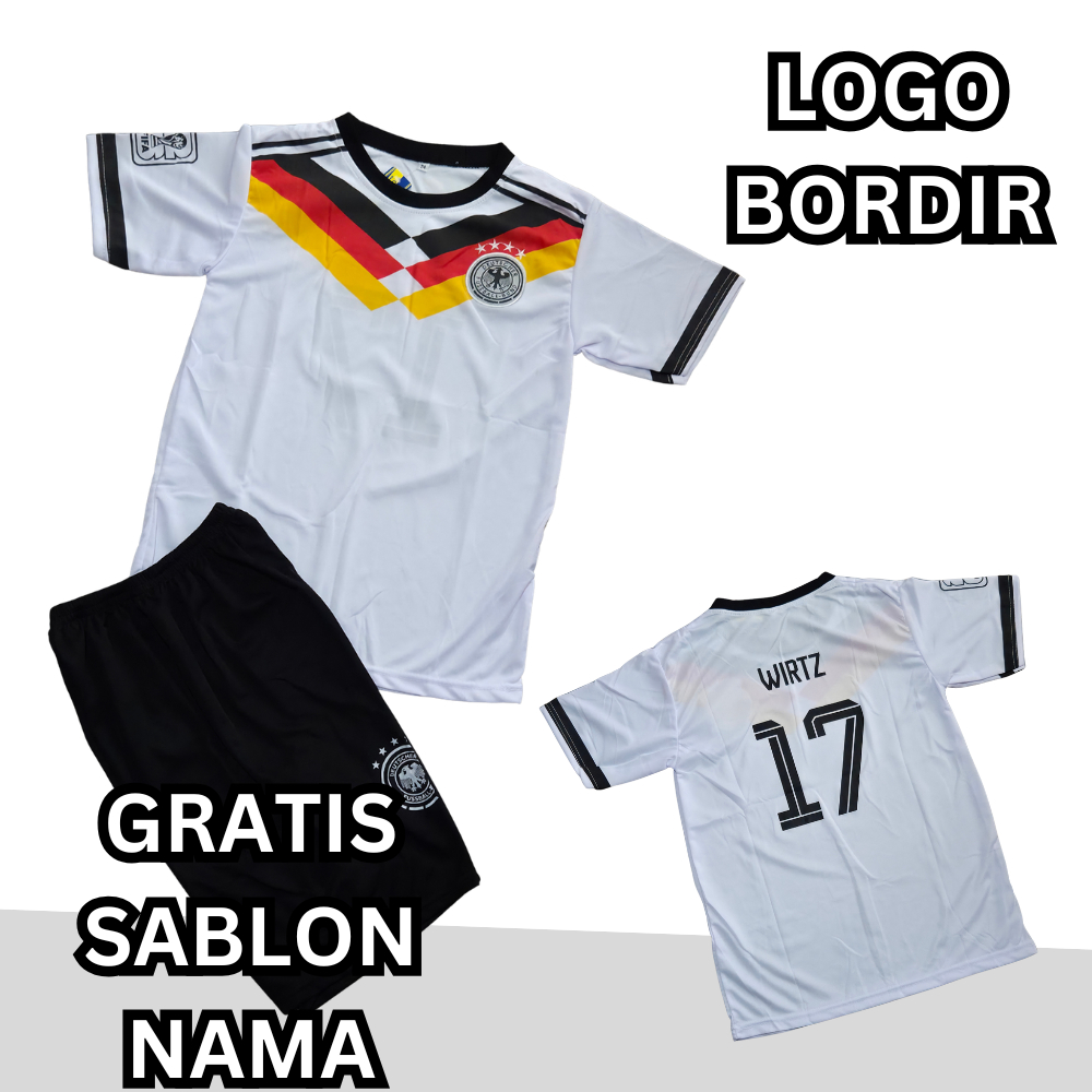 jersey baju bola anak jerman home/setelan baju bola jerman home kids usia 1-12thn